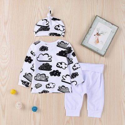 Cute Child Cloud Doodle Set + Three-piece Hat