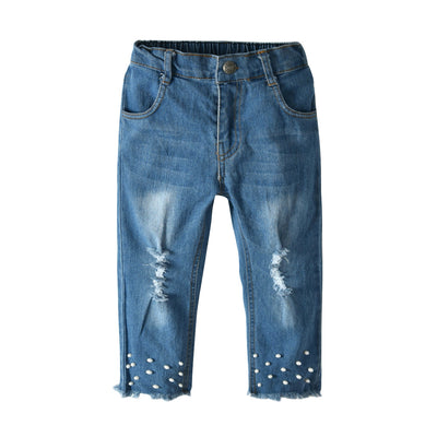 Girls Lace Pearl Jeans Set