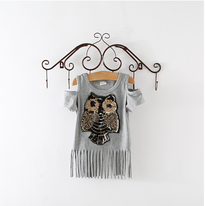 Owl long tassel short sleeve