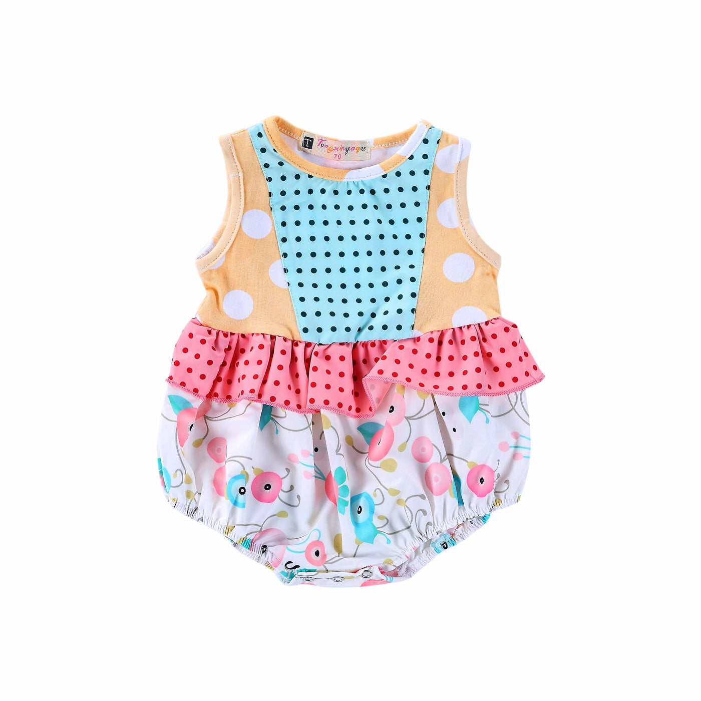 Dotted shirt striped pants romper suit sister models