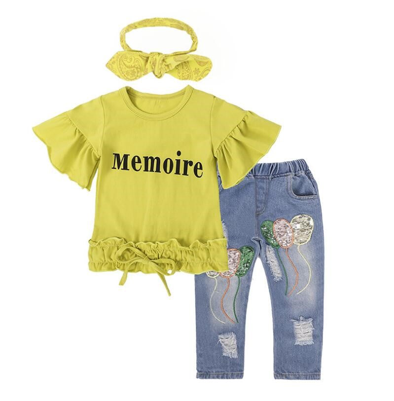 Yellow Memoire Shirt & Jeans Set