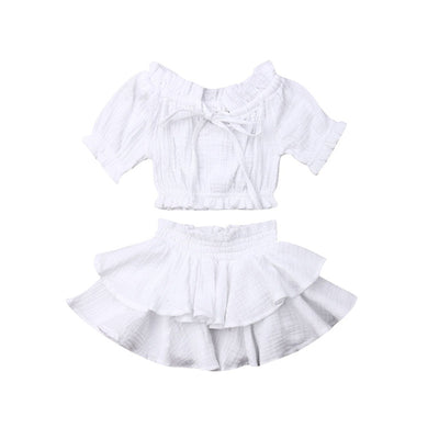 European And American Style Spring And Autumn Children Girls Cotton Tube Top And Double Skirt Suit