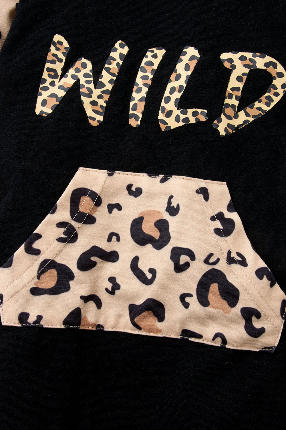 Girls Leopard Graphic Contrast Hooded Jumpsuit