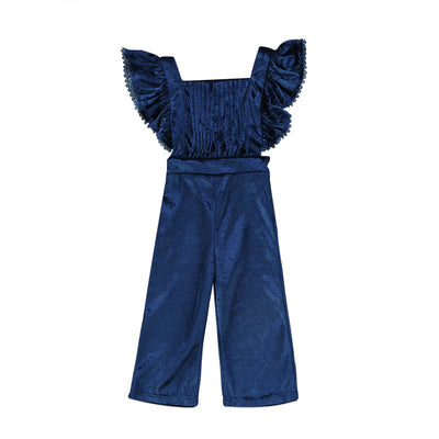 Velvet strap high waist jumpsuit