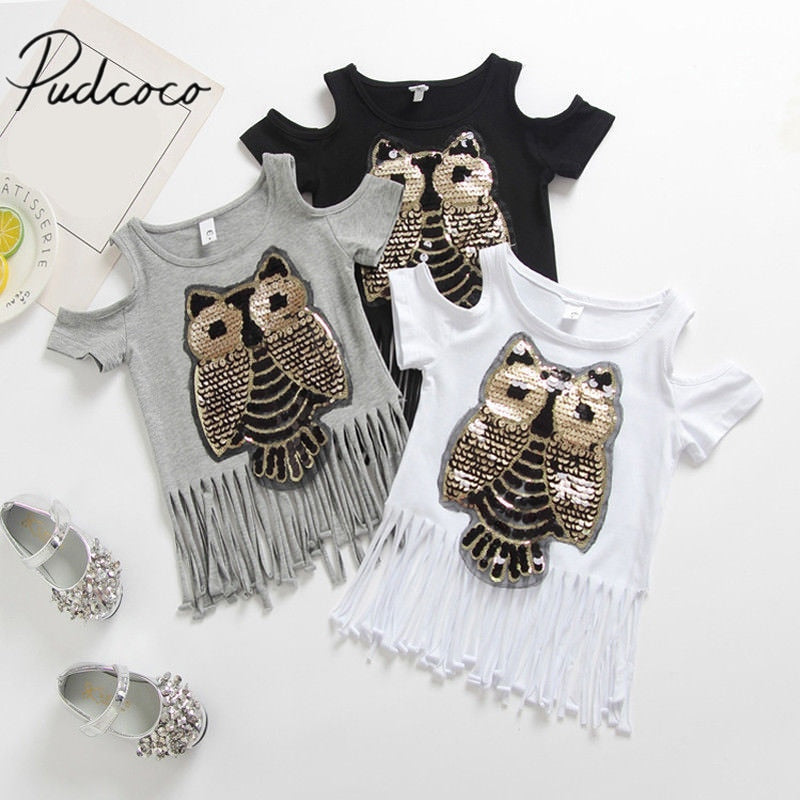 Owl long tassel short sleeve