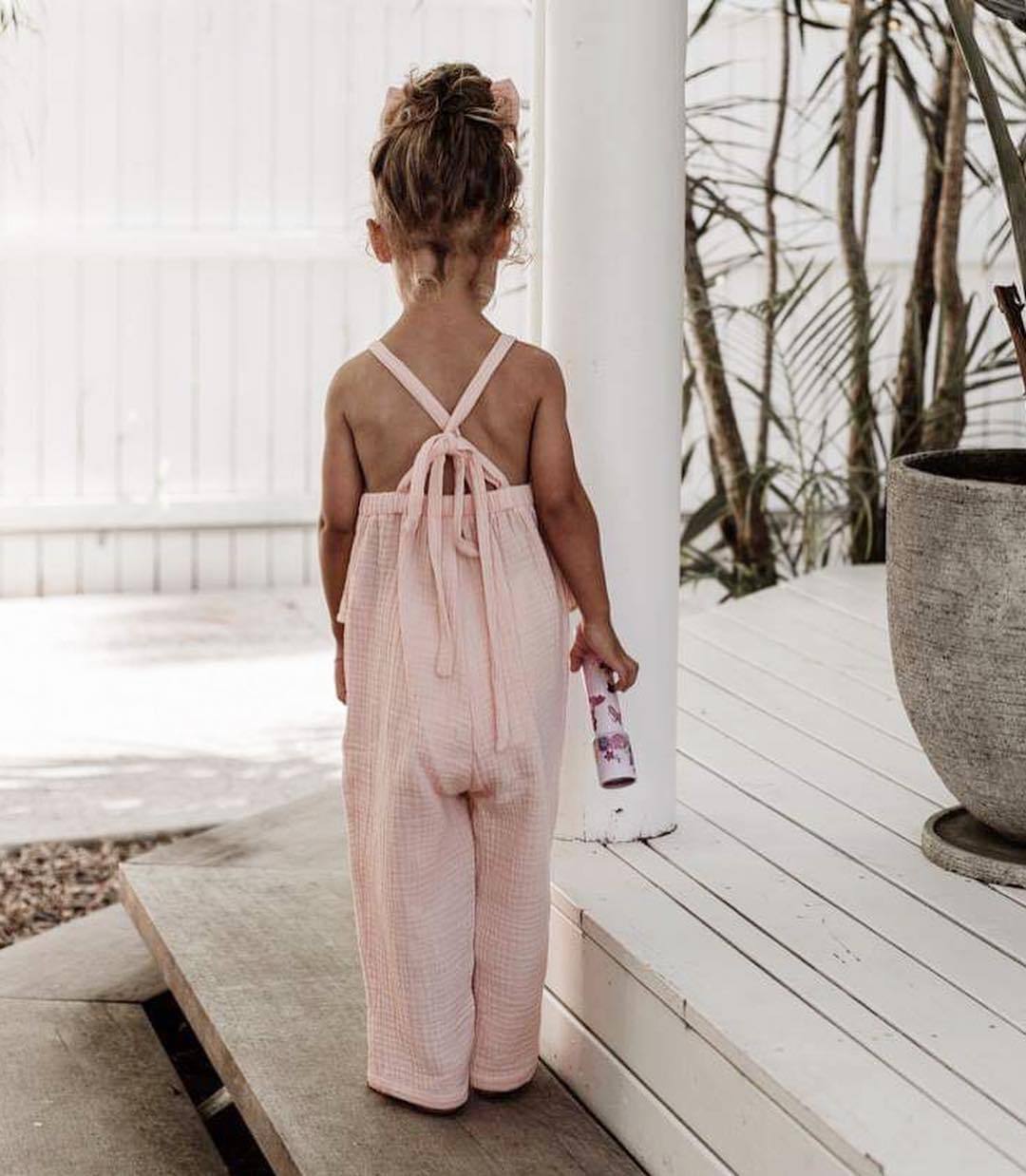 Girls cotton and linen Romper