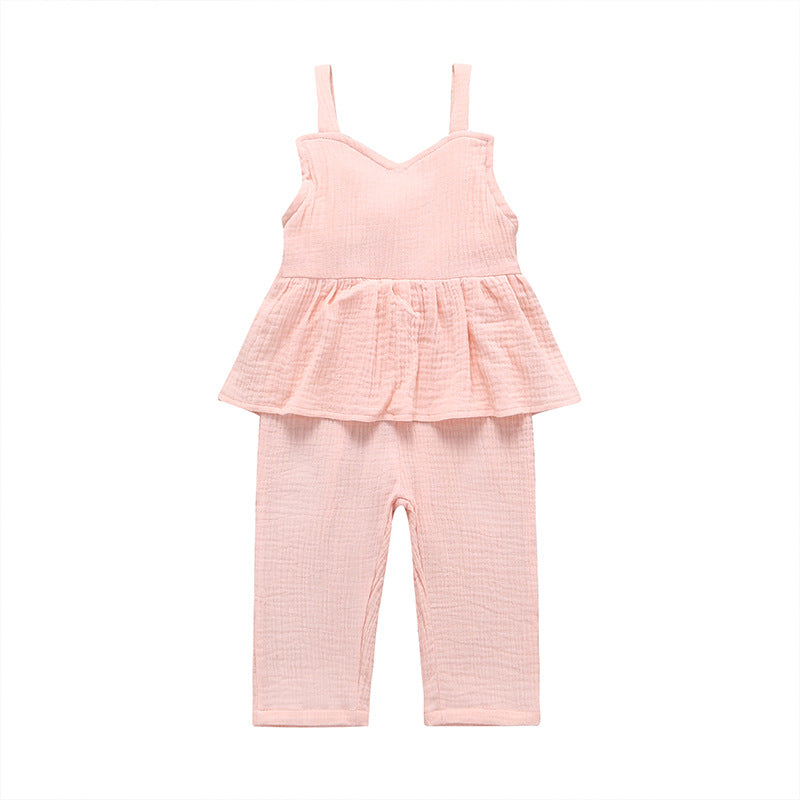 Girls cotton and linen Romper