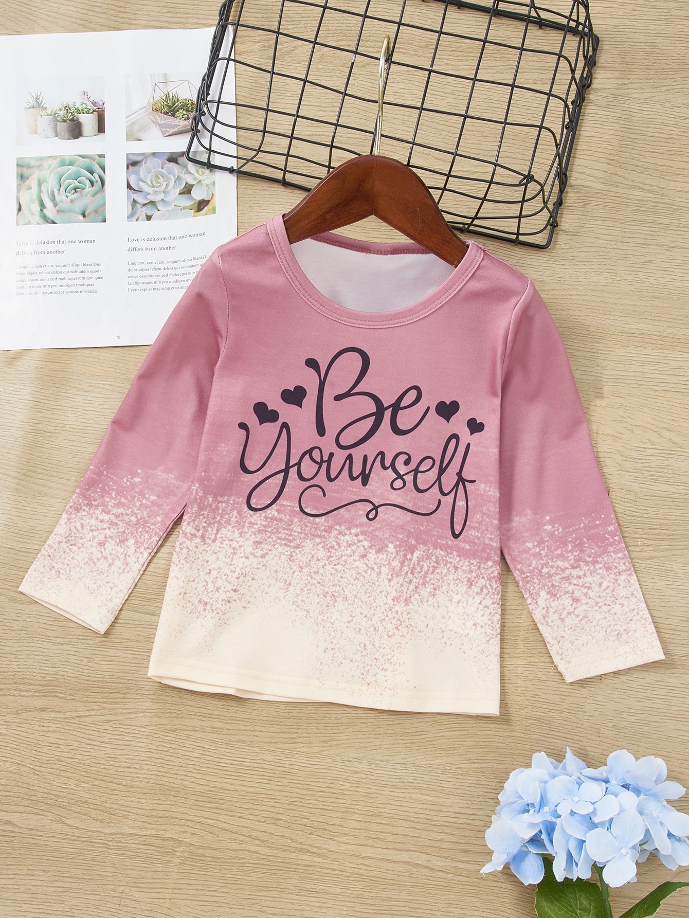 Girls BE YOURSELF T-Shirt and Bell Bottom Jeans Set