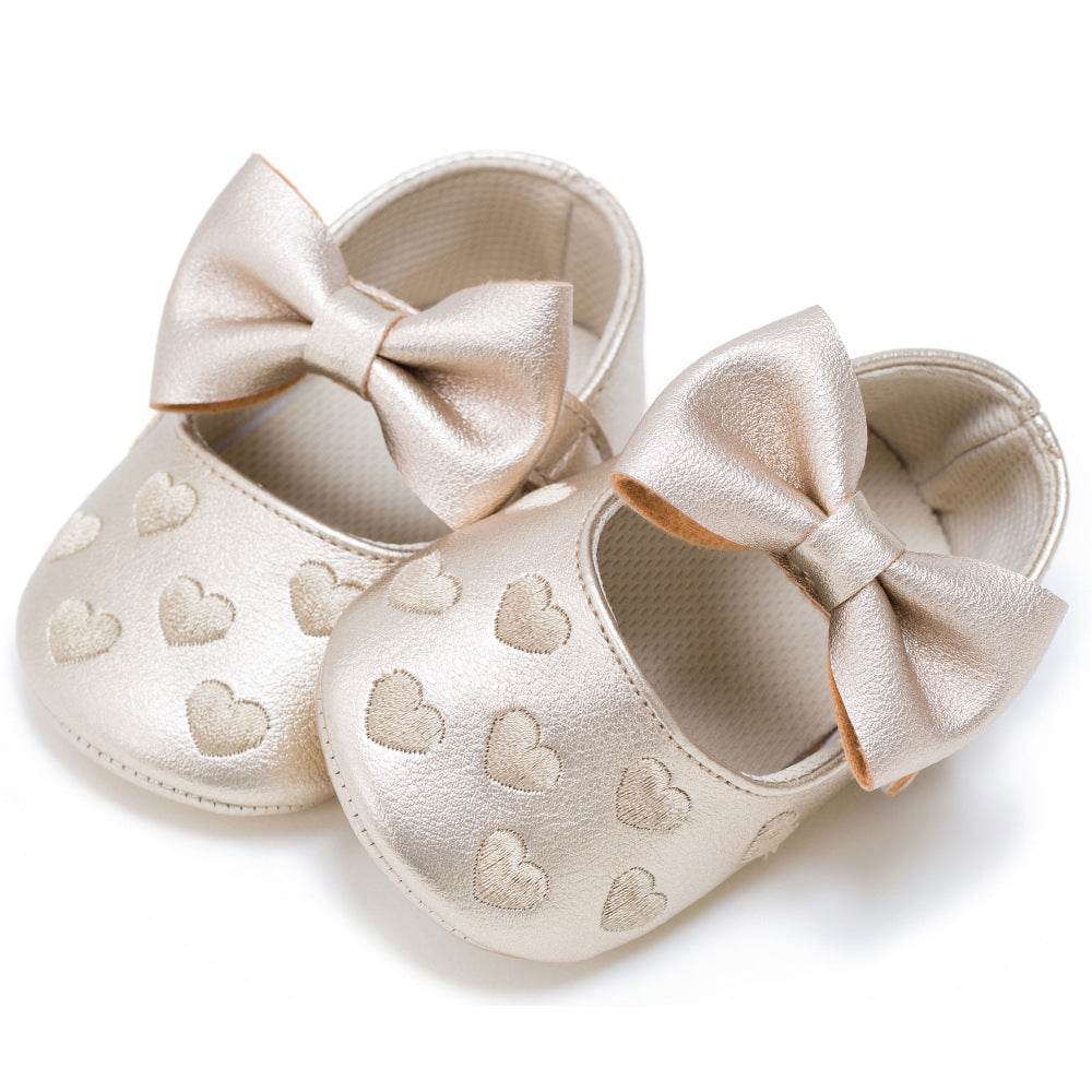 My0-1 love old toddler shoes embroidered bow shoes on behalf of a baby indoor soft bottom baby shoes