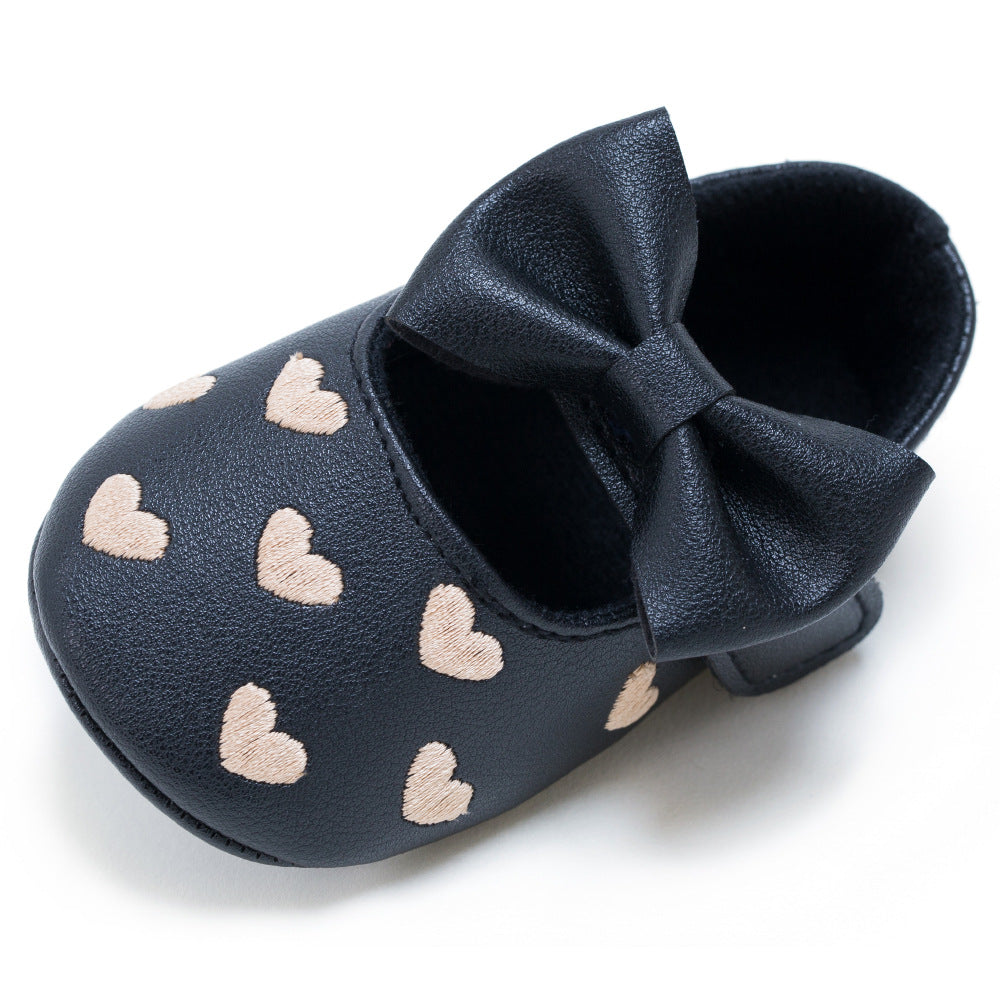 My0-1 love old toddler shoes embroidered bow shoes on behalf of a baby indoor soft bottom baby shoes