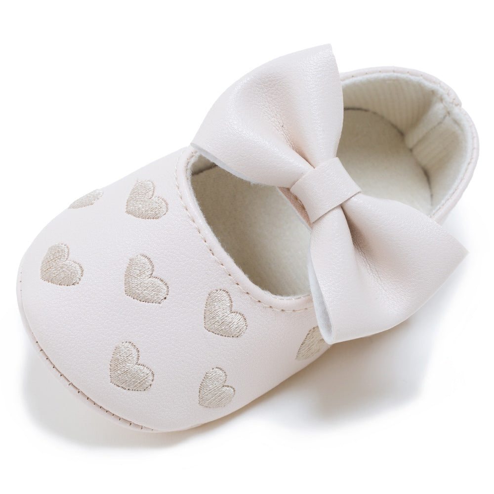 My0-1 love old toddler shoes embroidered bow shoes on behalf of a baby indoor soft bottom baby shoes