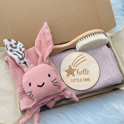 Solid Waffle Blanket Rabbit Soothing Towel Wood Brush Wash Set