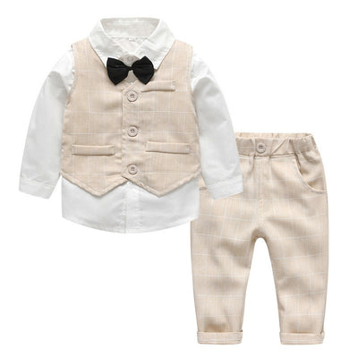 Boys Shirt & Vest, Three-Piece Set