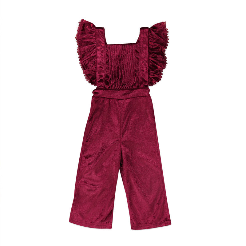 Velvet strap high waist jumpsuit