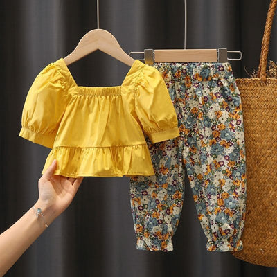 Western Style Floral Children Two-Piece Suit