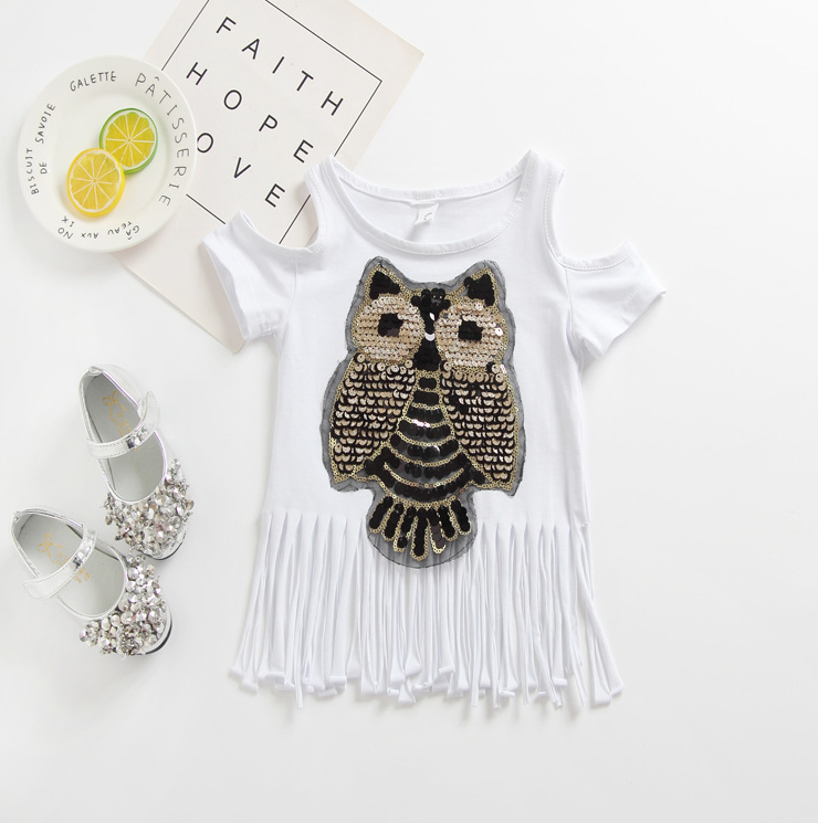 Owl long tassel short sleeve