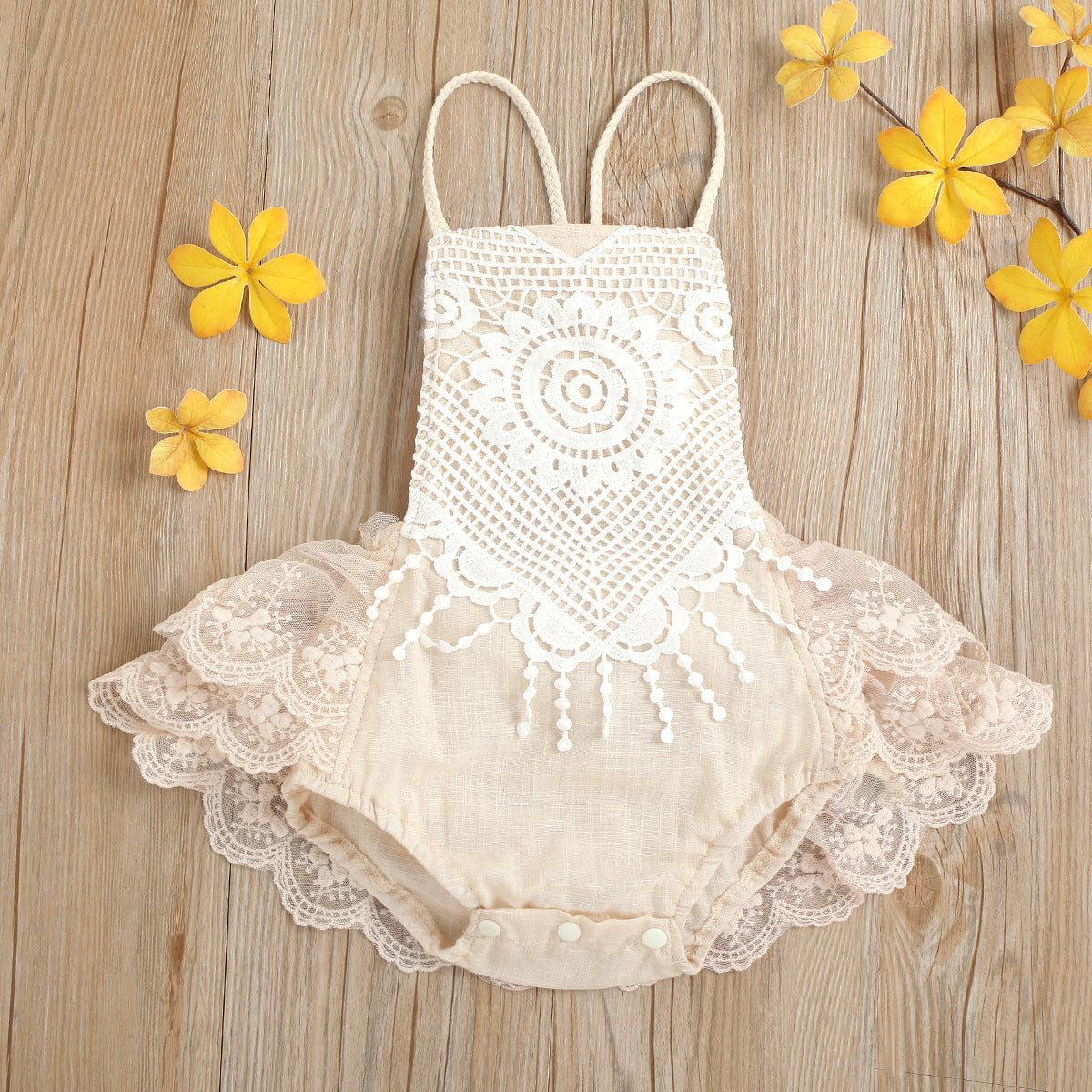 Baby Onesie Lace Up Mesh Lace Baby Triangle Romper