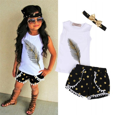 Feather Pattern Sleeveless Top & Shorts