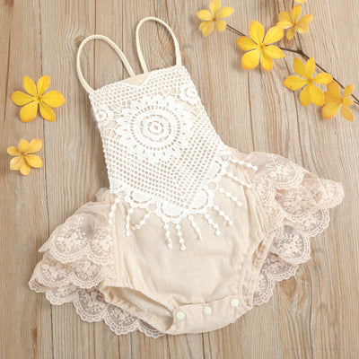 Baby Onesie Lace Up Mesh Lace Baby Triangle Romper