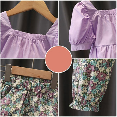 Western Style Floral Children Two-Piece Suit