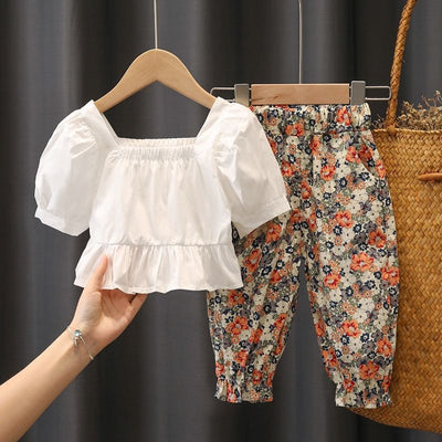 Western Style Floral Children Two-Piece Suit